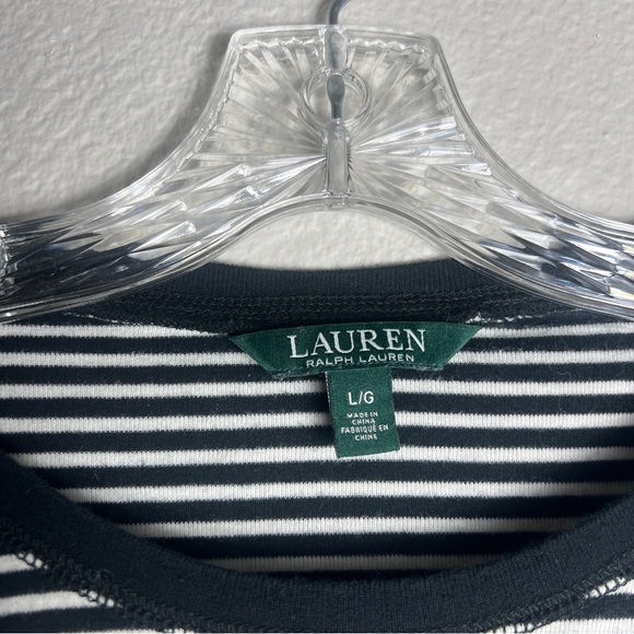 Lauren ralph lauren L Black White Stripe Faux suede patch elbow zip shoulder - Picture 3 of 9
